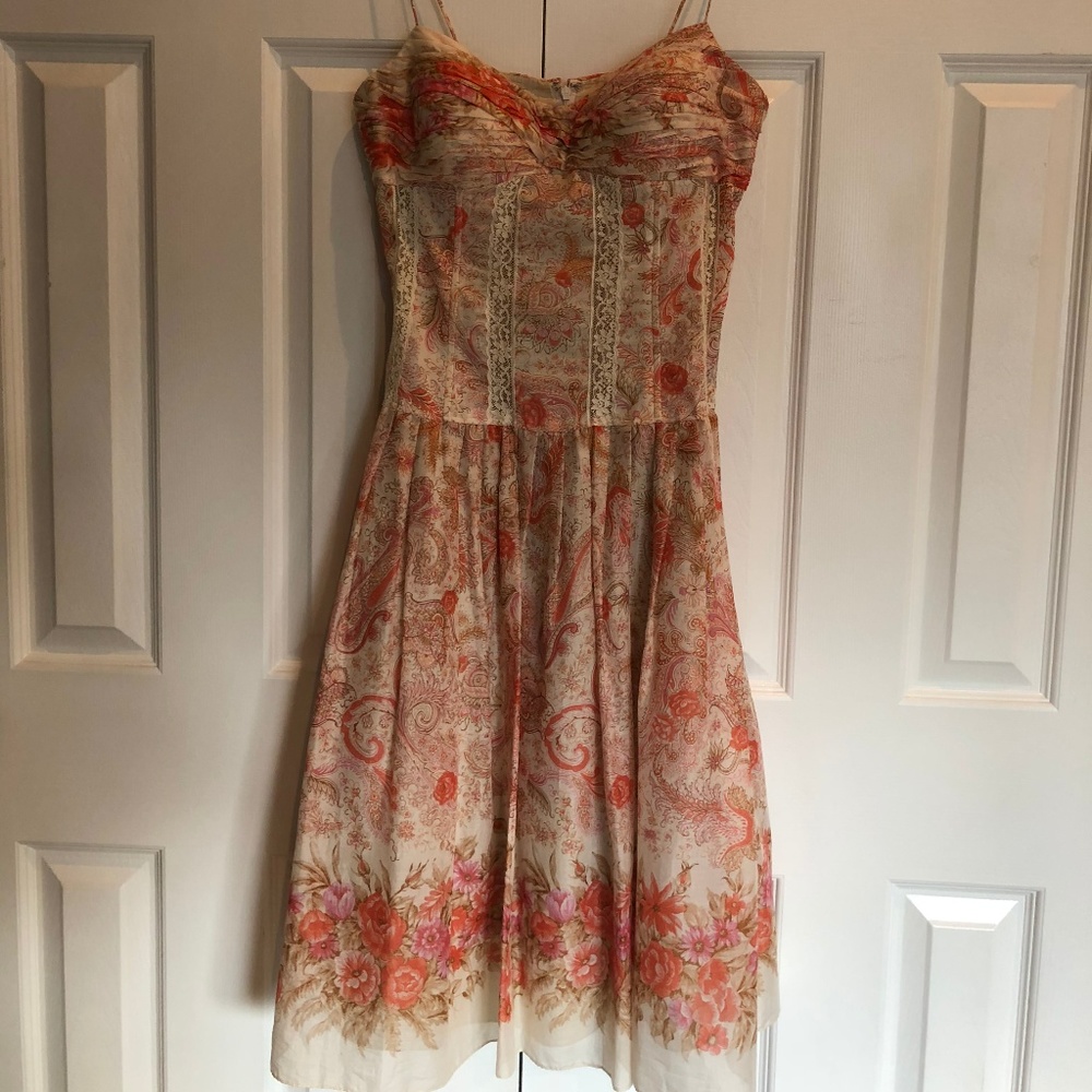 Rickie Freeman Teri Jon Pink Shade Midi Dress S 8